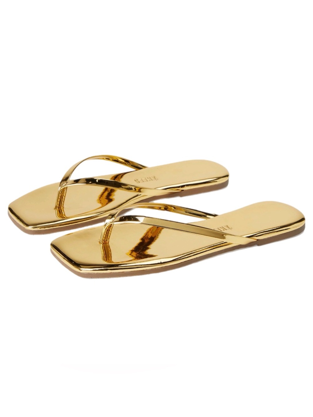 TKEES Square Toe Lily Mirror Sandal Gold Size 7 NWOT
